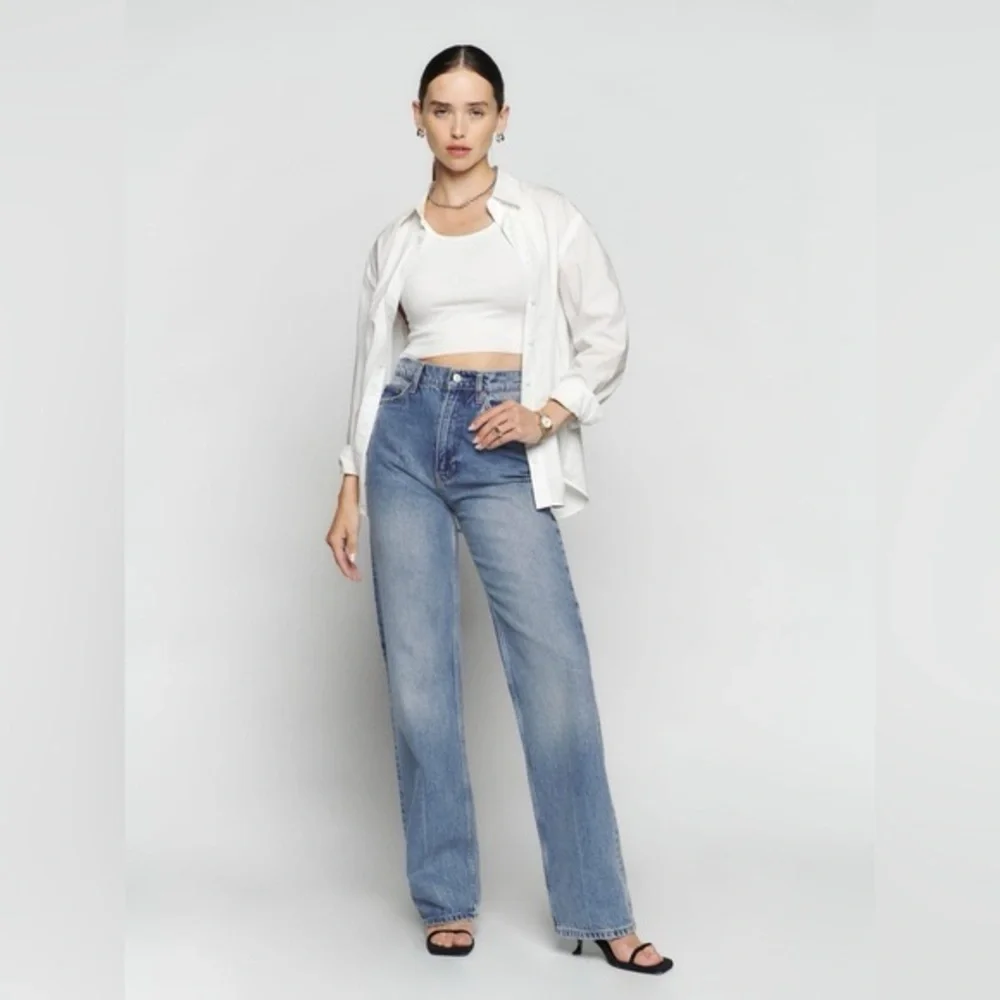 Reformation Light Blue Straight Leg Jeans size 24 - Picture 1 of 14